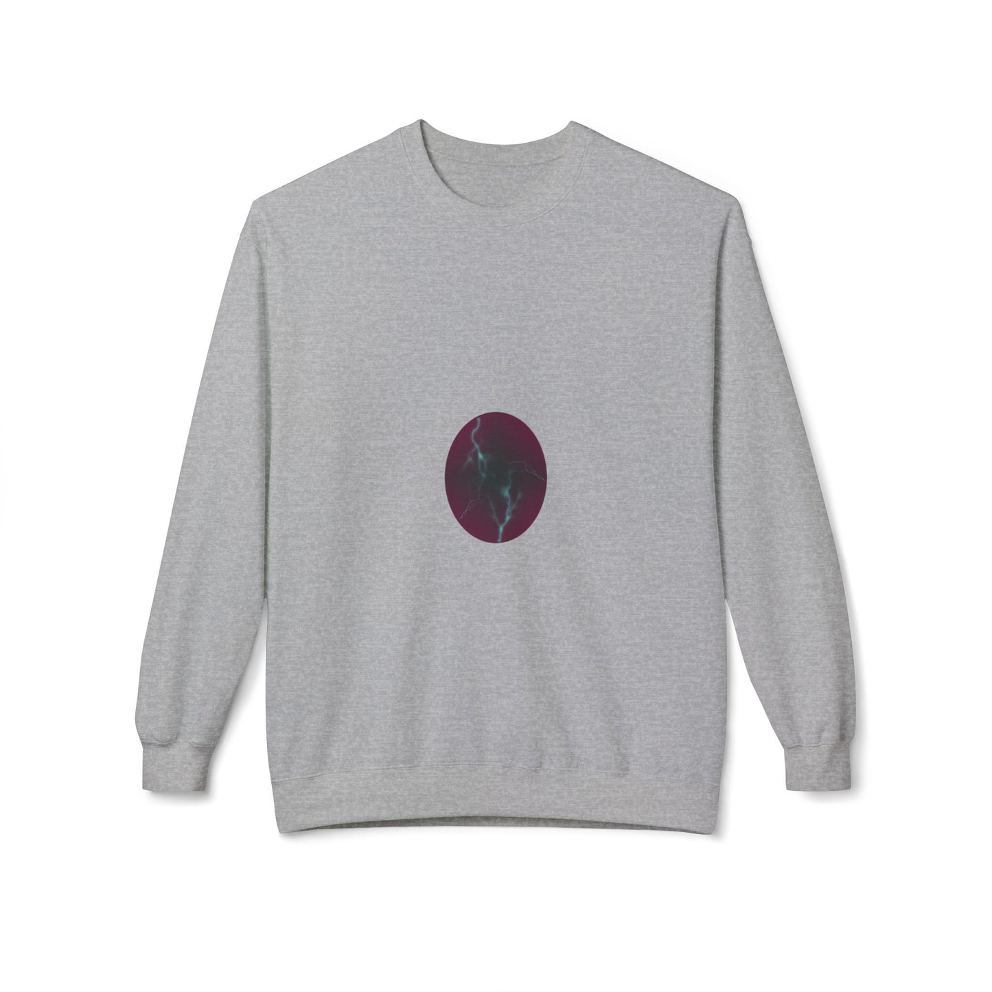 Cosmic Current Crewneck Sweatshirt — Minimal Dark Moon Oval Graphic
