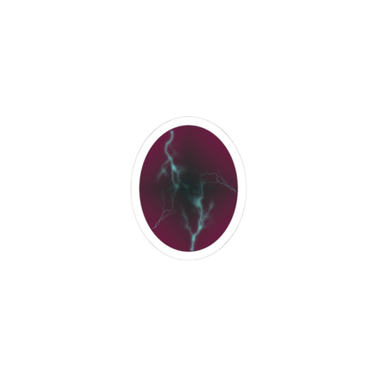 Cosmic Current Dark Purple Origin Dragon Egg Kiss-Cut Sticker — Teal Lightning Crack Design