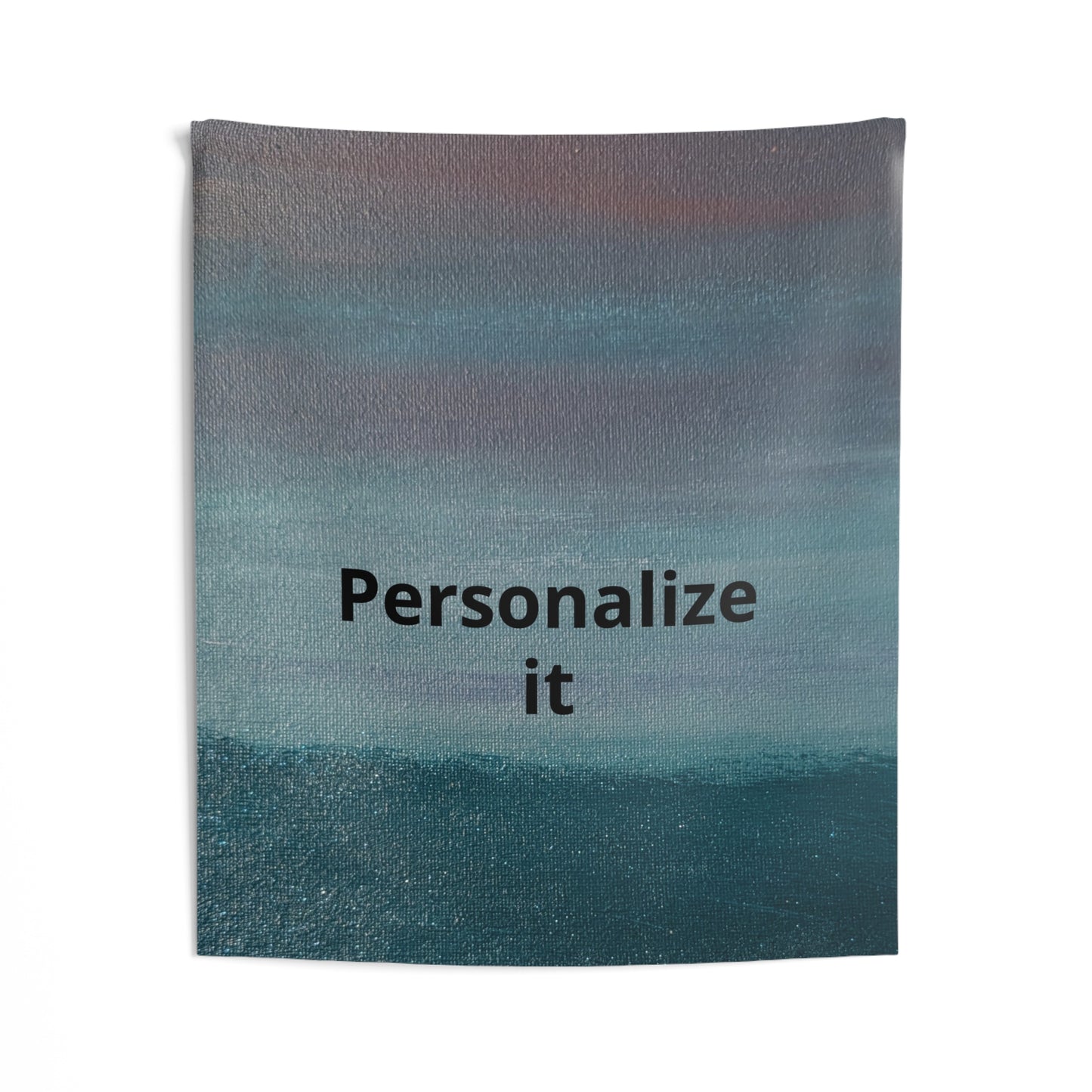 Personalized Sunset Ocean Wall Tapestry — Custom Name Indoor Beach Sky Decor