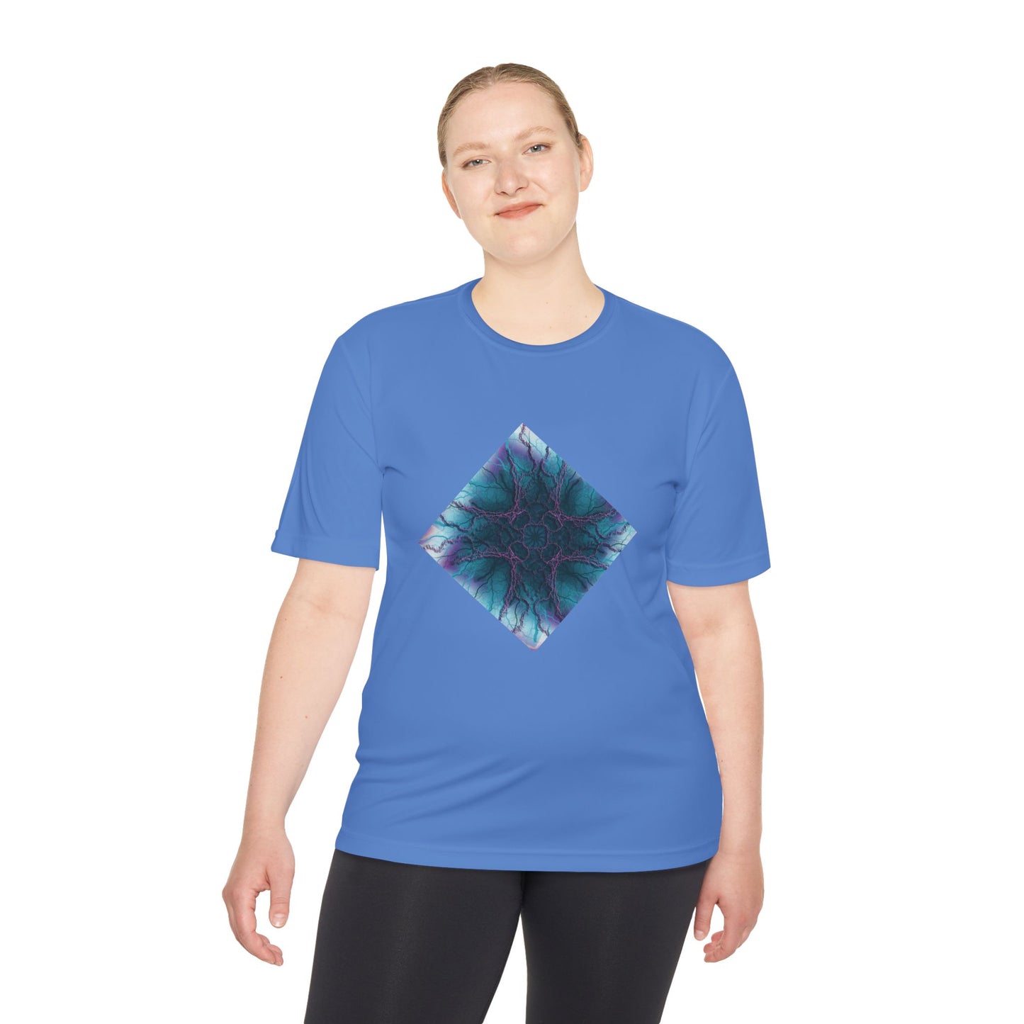 Mystic Bloom Teal & Purple Mandala Graphic Moisture-Wicking Tee