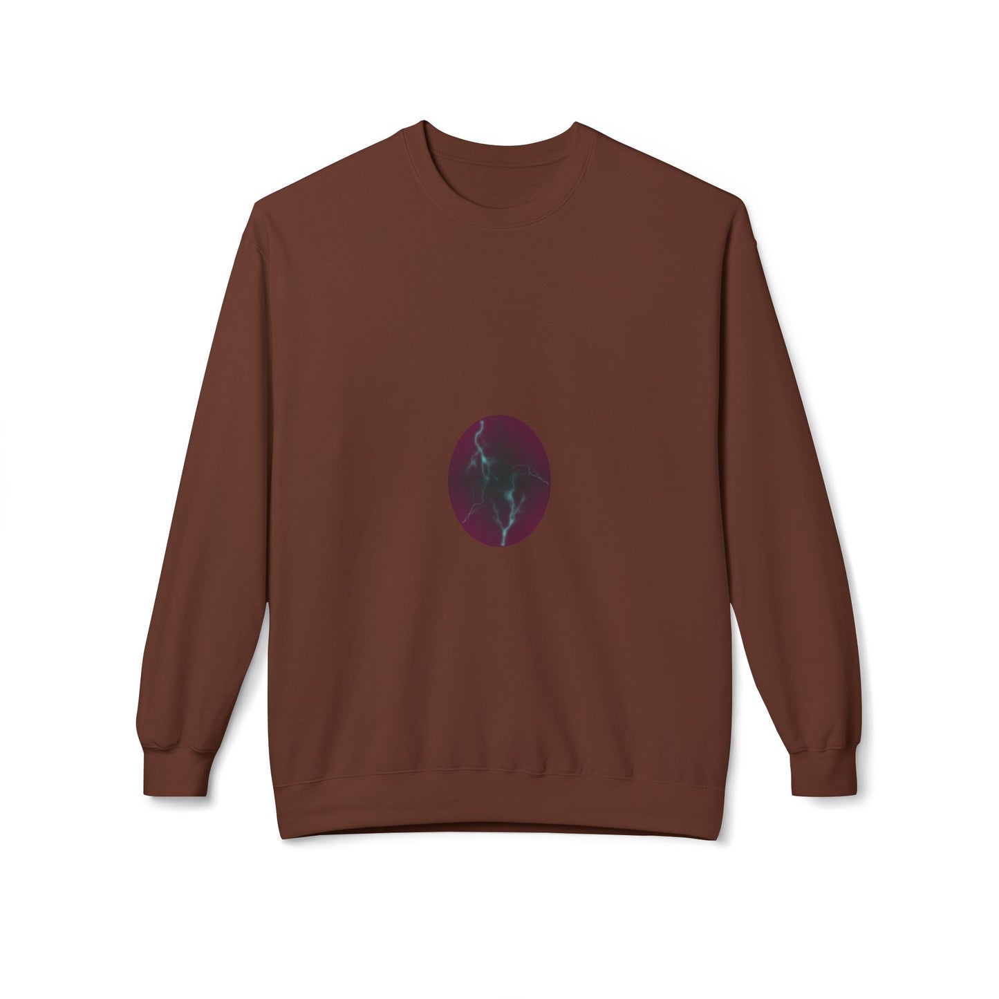 Cosmic Current Crewneck Sweatshirt — Minimal Dark Moon Oval Graphic