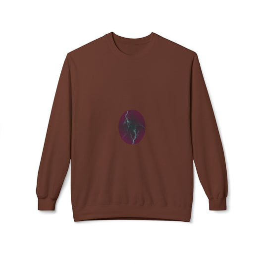 Cosmic Current Crewneck Sweatshirt — Minimal Dark Moon Oval Graphic
