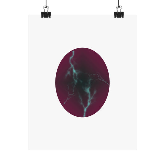 Cosmic Current Oval Matte Poster — Moody Maroon Wall Art
