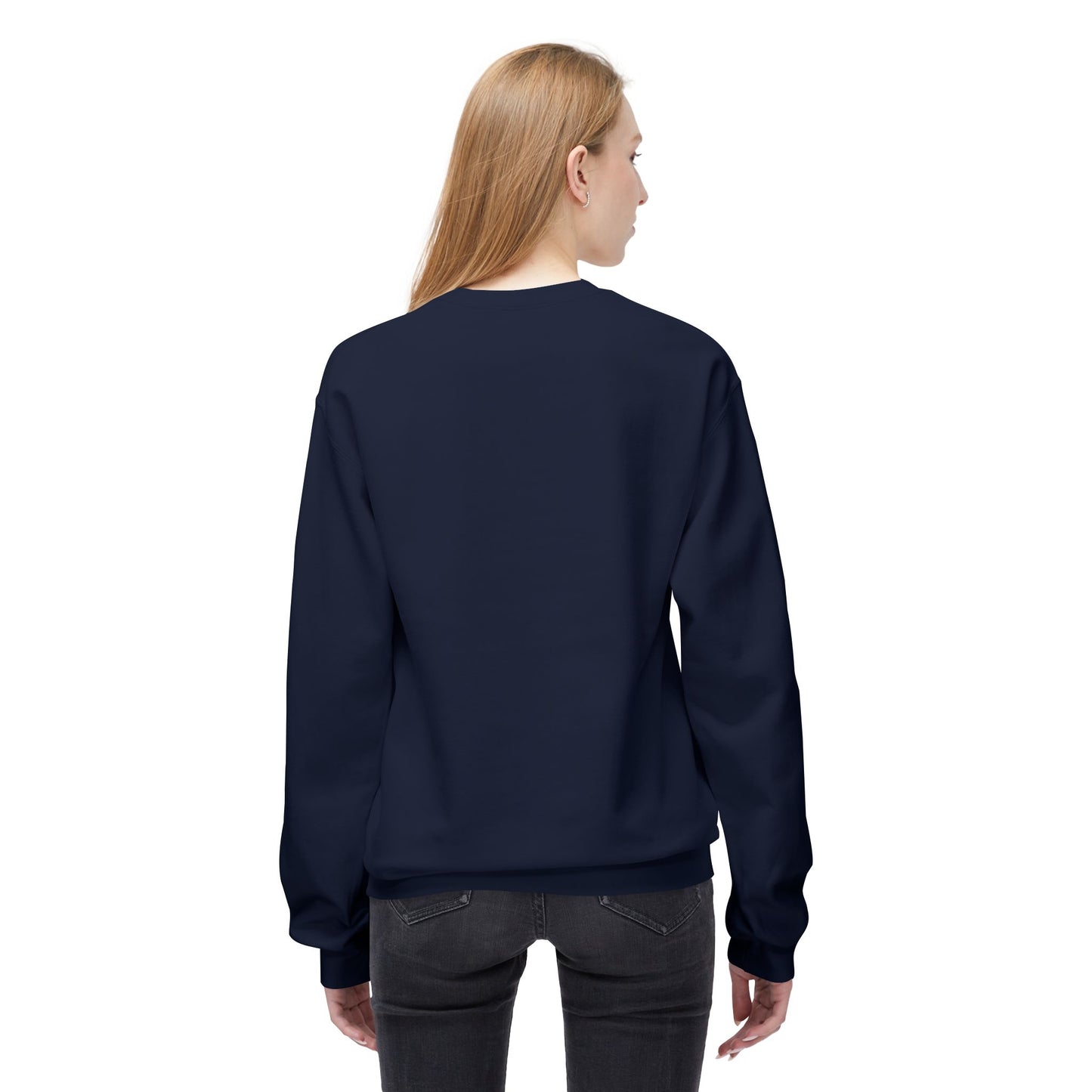 Cosmic Current Crewneck Sweatshirt — Minimal Dark Moon Oval Graphic