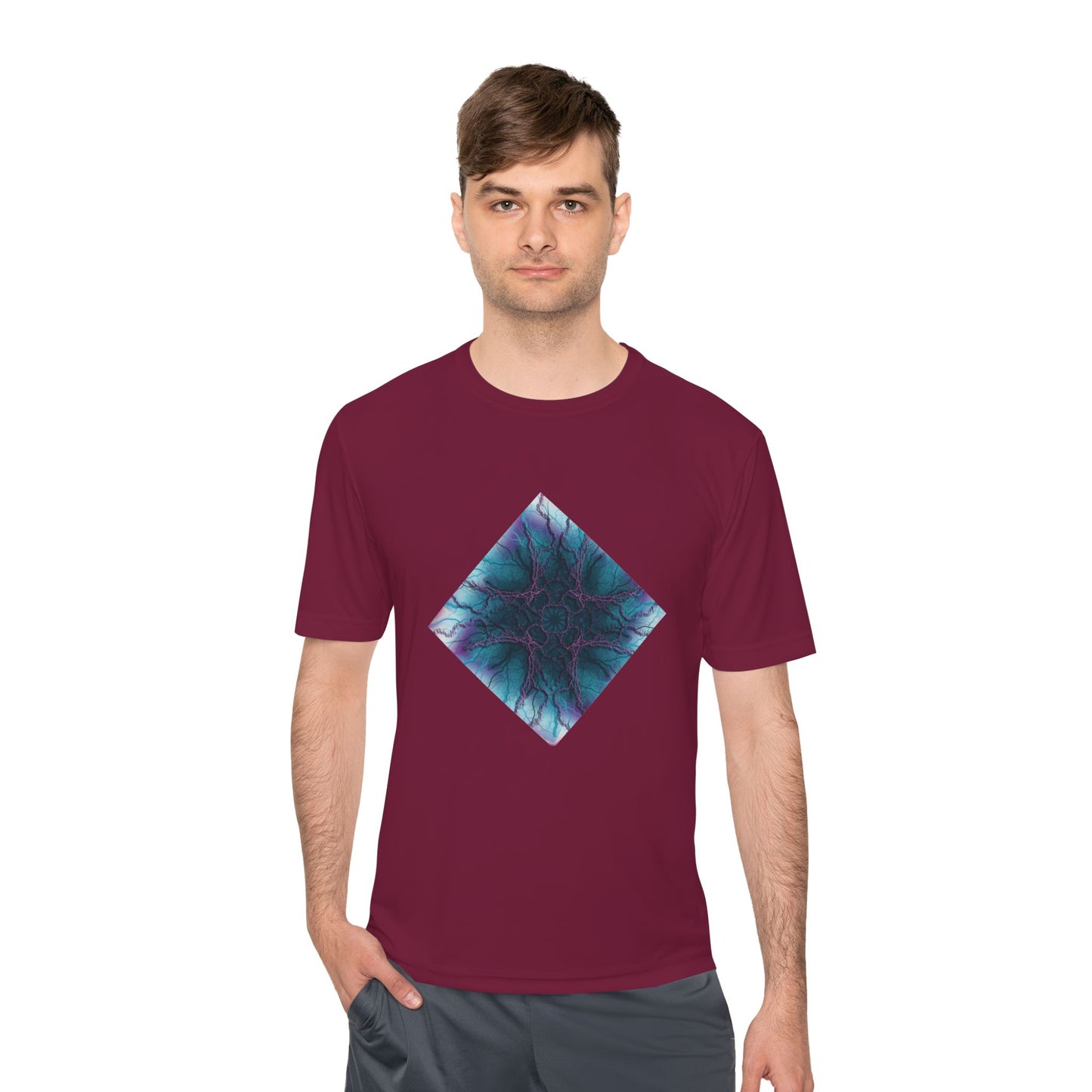 Mystic Bloom Teal & Purple Mandala Graphic Moisture-Wicking Tee