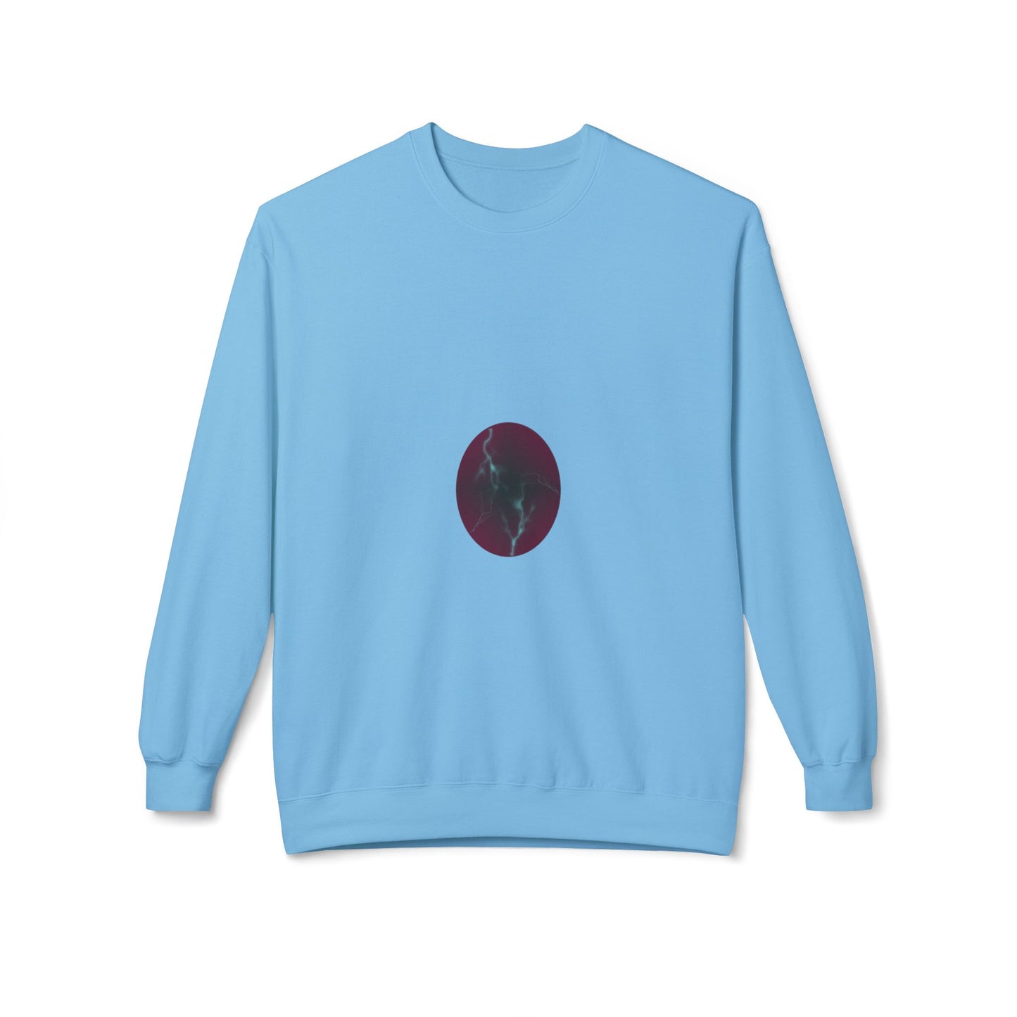 Cosmic Current Crewneck Sweatshirt — Minimal Dark Moon Oval Graphic
