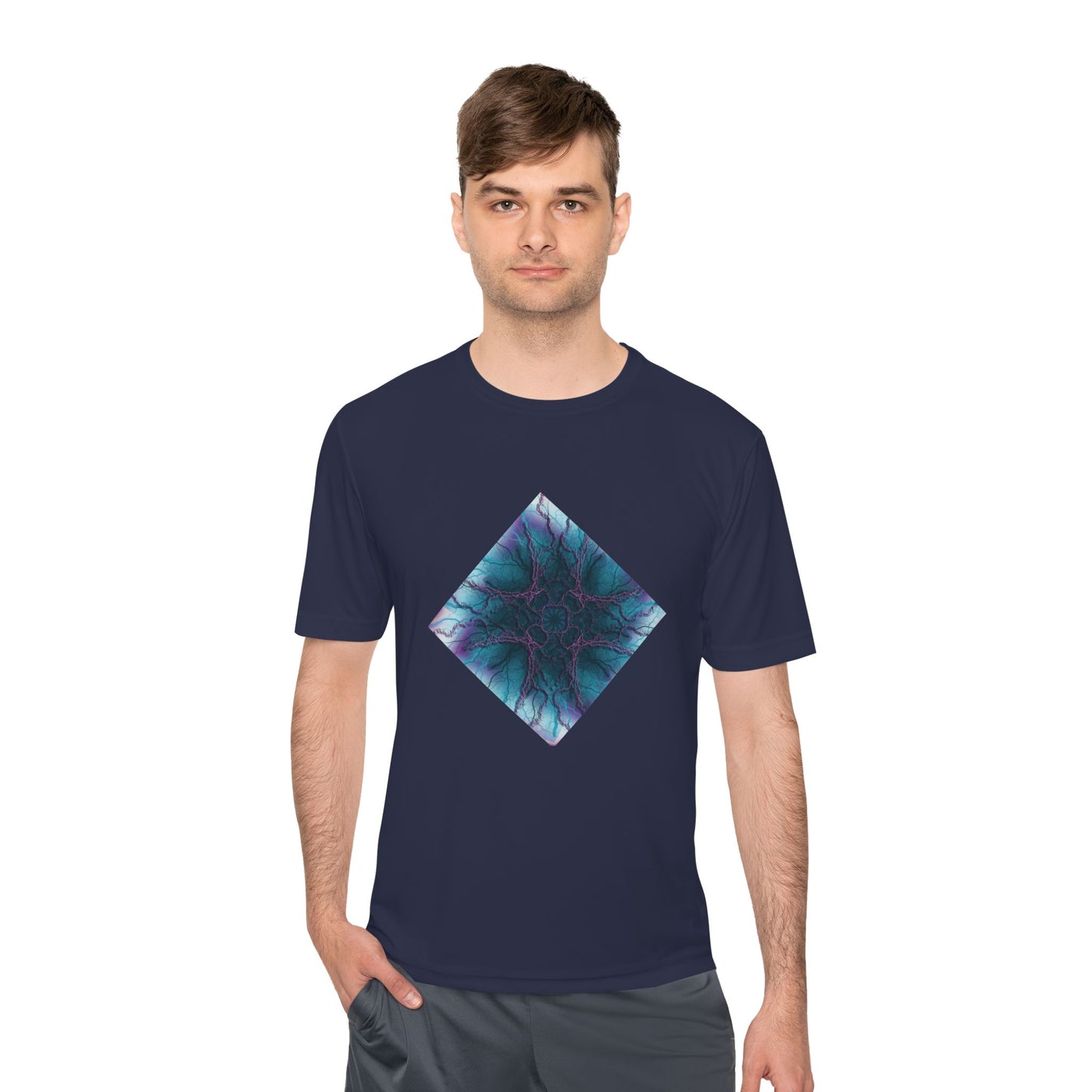 Mystic Bloom Teal & Purple Mandala Graphic Moisture-Wicking Tee