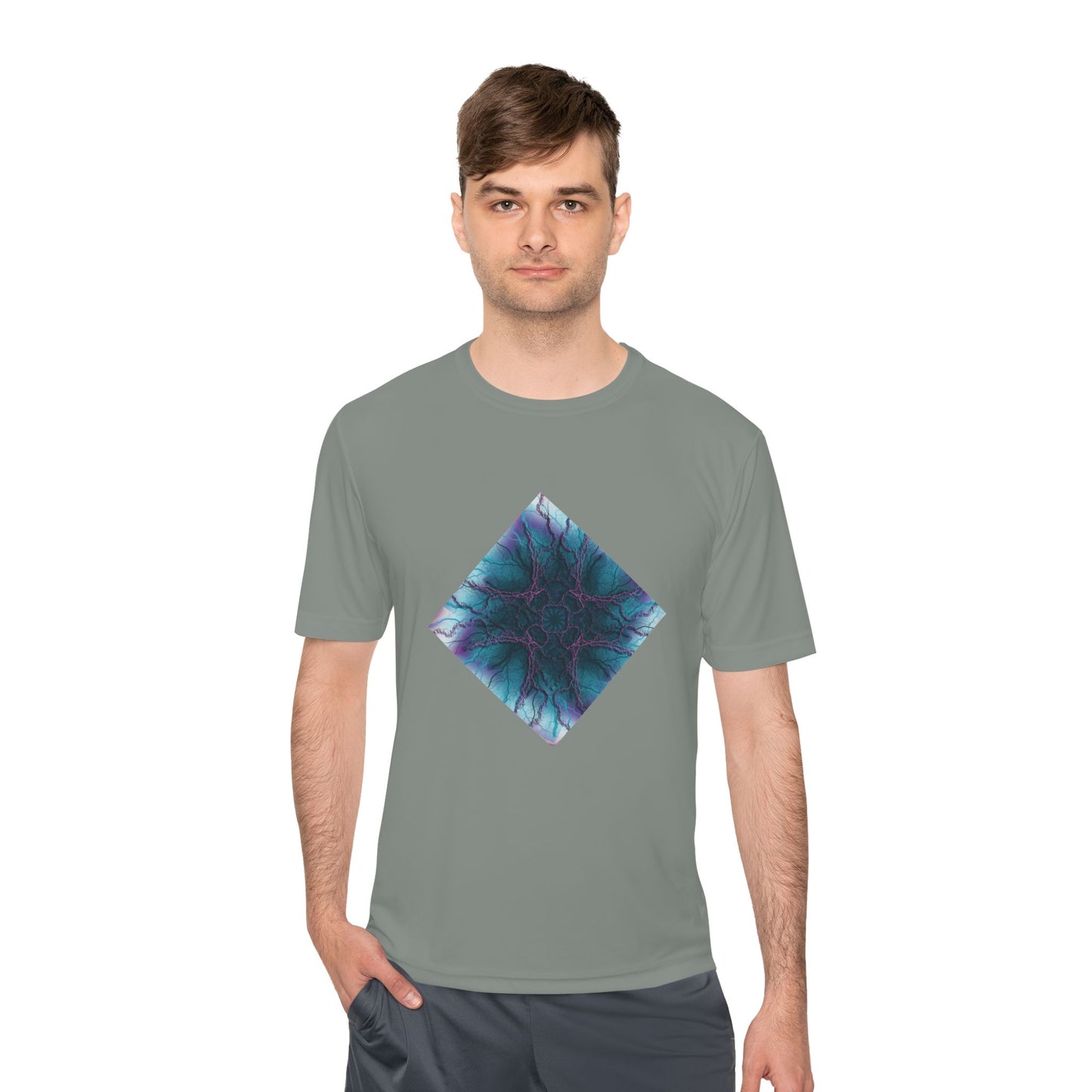 Mystic Bloom Teal & Purple Mandala Graphic Moisture-Wicking Tee