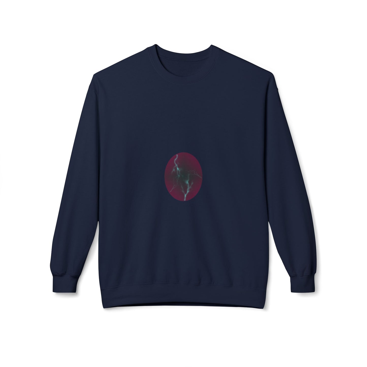 Cosmic Current Crewneck Sweatshirt — Minimal Dark Moon Oval Graphic