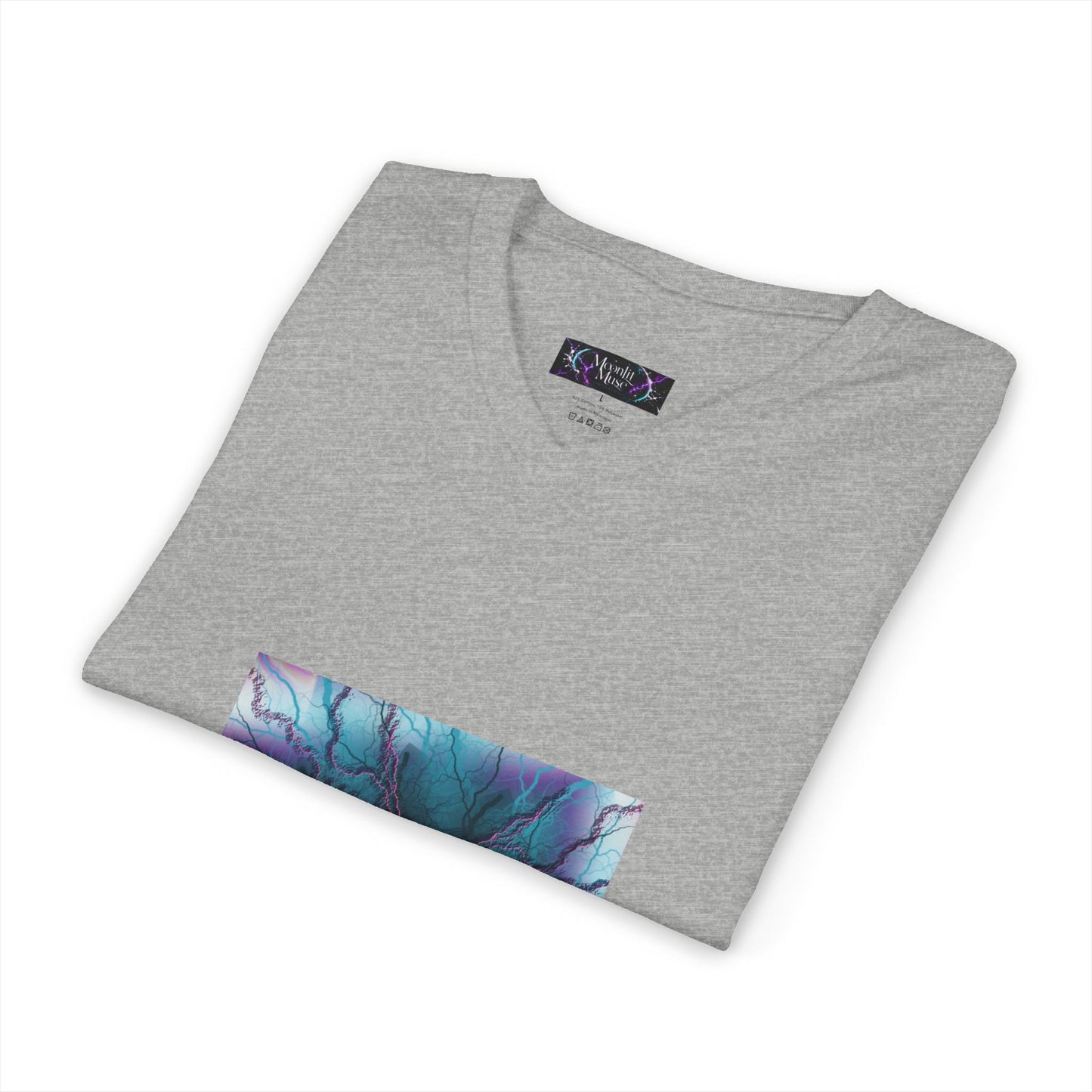 Mystic Bloom V-Neck Tee — Teal & Purple Mandala Graphic