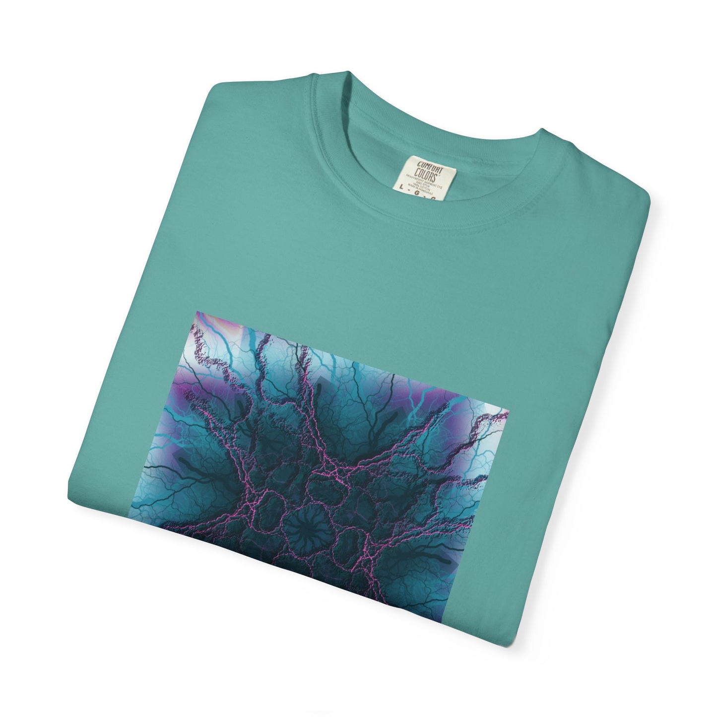 Mystic Bloom Tee — Teal & Purple Geometric Art T-Shirt