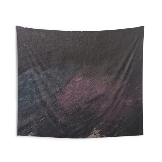 Abstract Dark Marble Wall Tapestry — Moody Purple & Charcoal Indoor Decor