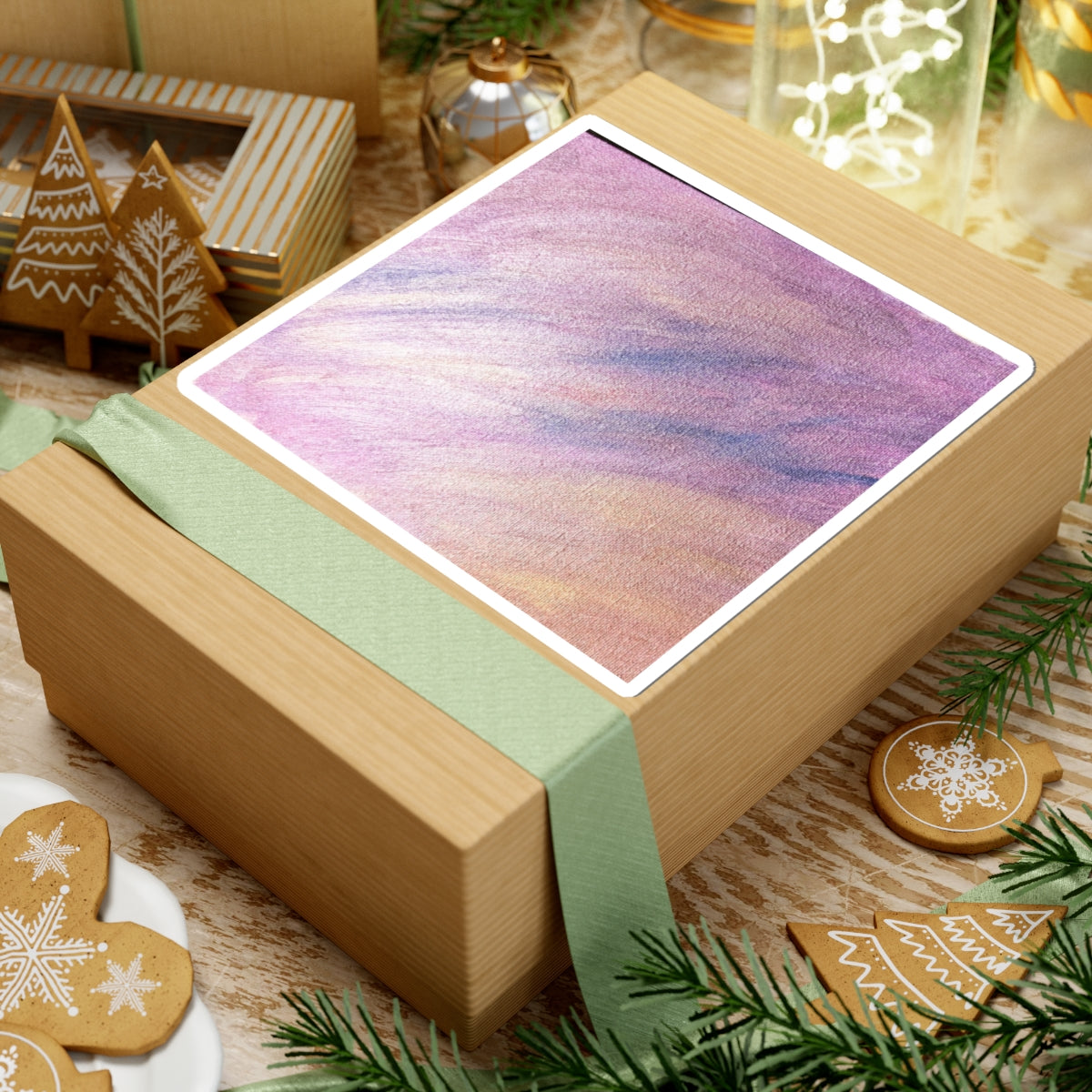 "Dreamwave Drift" Moody Abstract Art Sticker — Pink Lavender Gradient Decal for Laptops & Journals