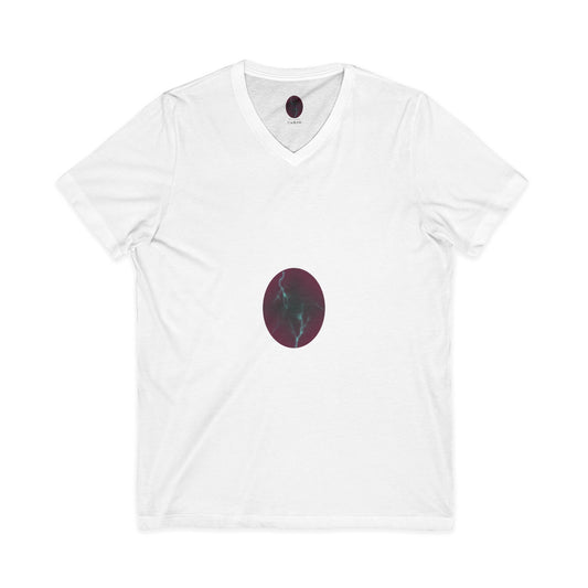 Cosmic Current – Dreamy Electric Magenta & Blue Abstract Women’s V-Neck T‑Shirt