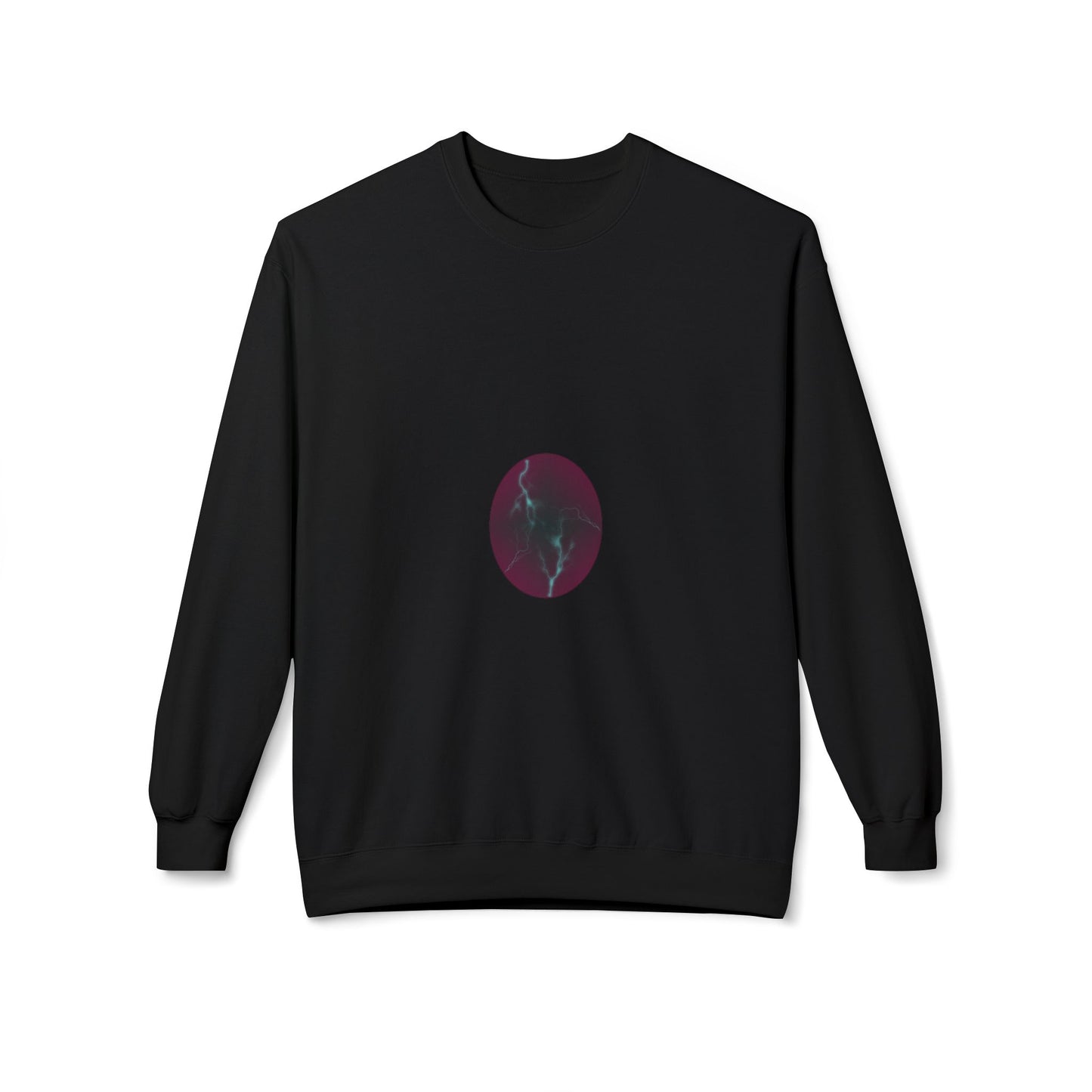 Cosmic Current Crewneck Sweatshirt — Minimal Dark Moon Oval Graphic