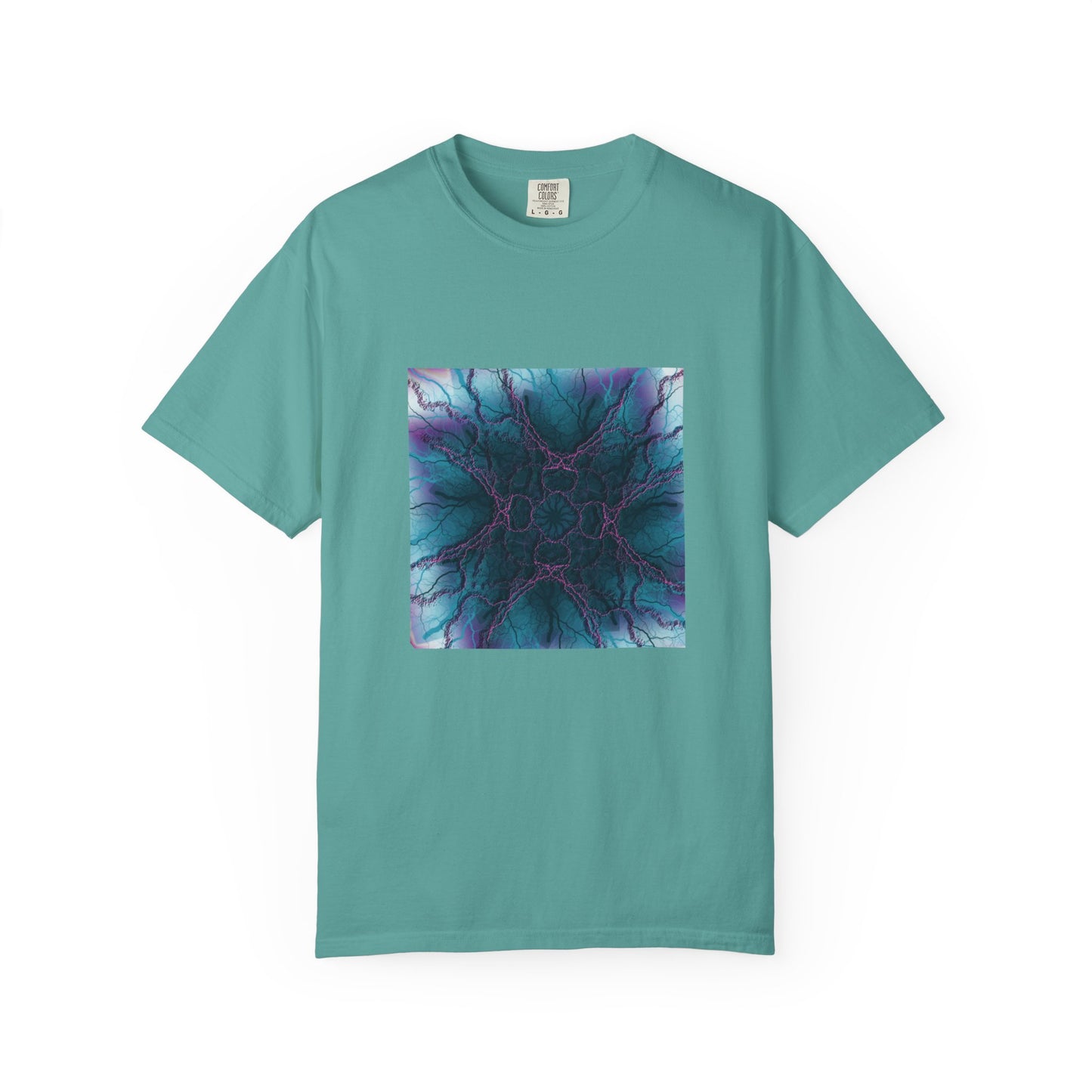 Mystic Bloom Tee — Teal & Purple Geometric Art T-Shirt