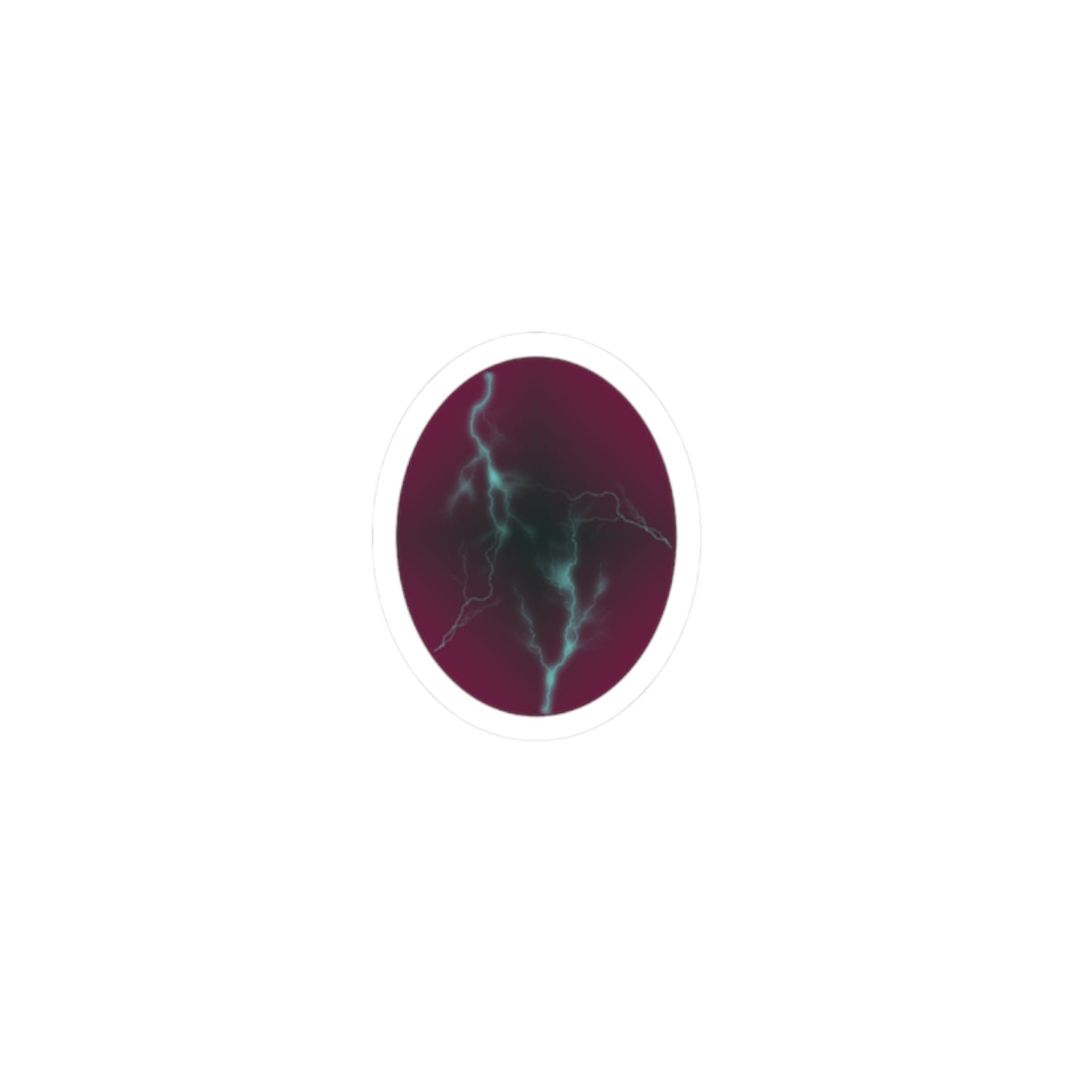 Cosmic Current Dark Purple Origin Dragon Egg Kiss-Cut Sticker — Teal Lightning Crack Design