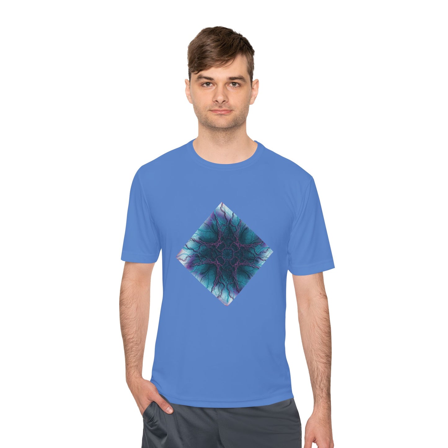 Mystic Bloom Teal & Purple Mandala Graphic Moisture-Wicking Tee