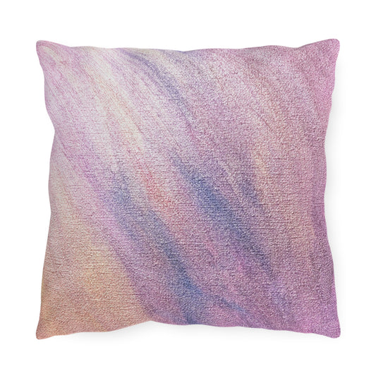 "Dreamwave Drift" Outdoor Pillow — Blush Lavender Ombre Patio Cushion