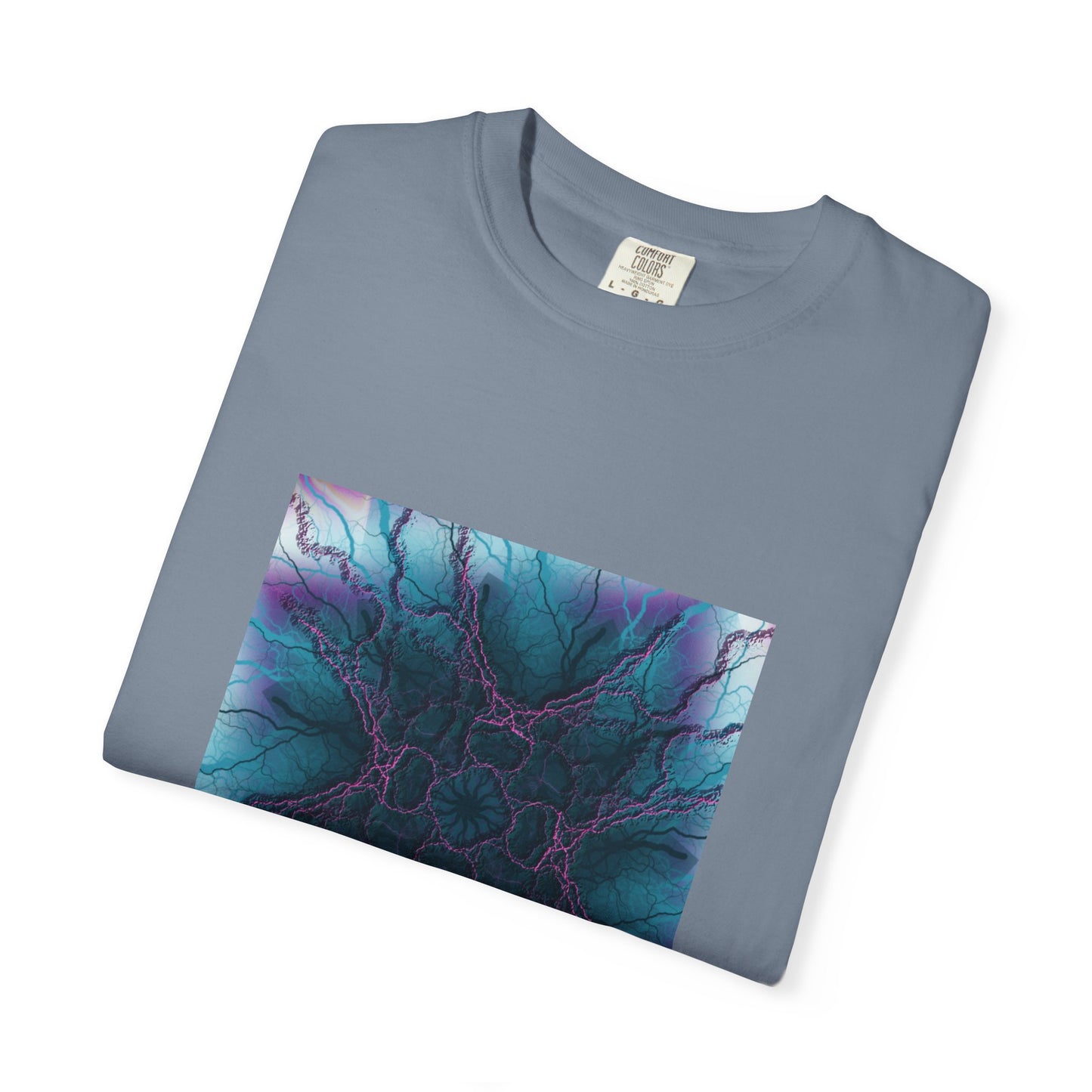 Mystic Bloom Tee — Teal & Purple Geometric Art T-Shirt